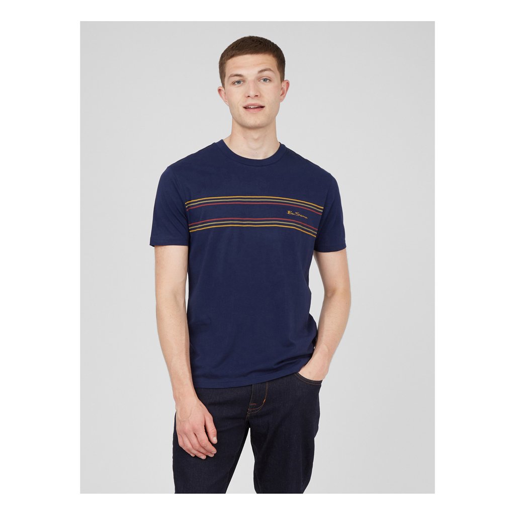 Lacoste chest on sale stripe t shirt