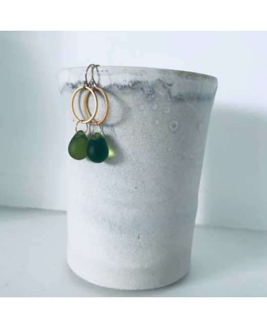 Seaglass Circle Drop Earrings