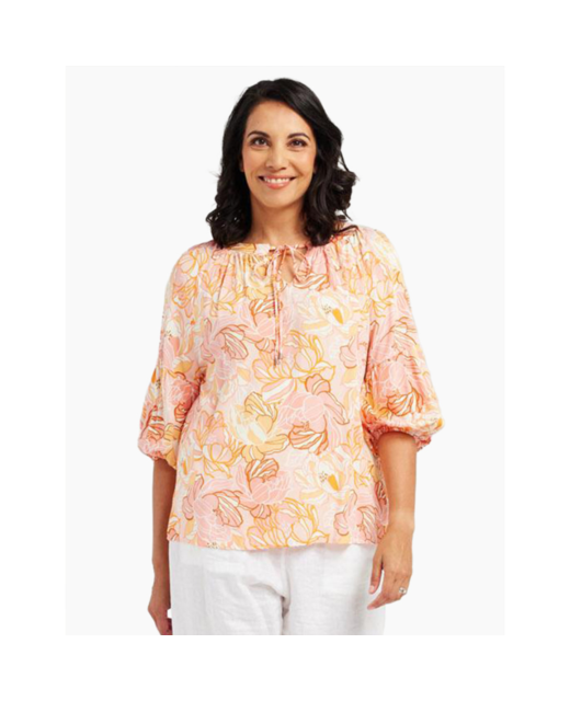 Rose Gathered Sleeve Top